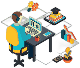Illustration of a live online tutoring session