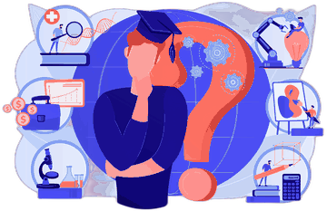 Illustration of a learner choosing between subject options